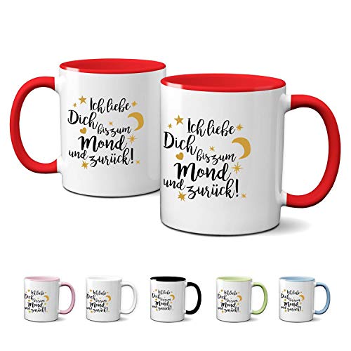 Partycards Tassen als Geschenkidee mit verschiedenen Motiven - Kaffebecher (Ich liebe dich bis zum Mond und zurück, 330ml) von Partycards