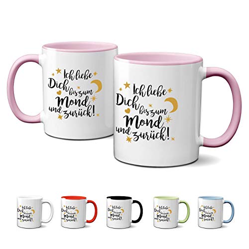 Partycards Tassen als Geschenkidee mit verschiedenen Motiven - Kaffebecher (Ich liebe dich bis zum Mond und zurück, 330ml) von Partycards