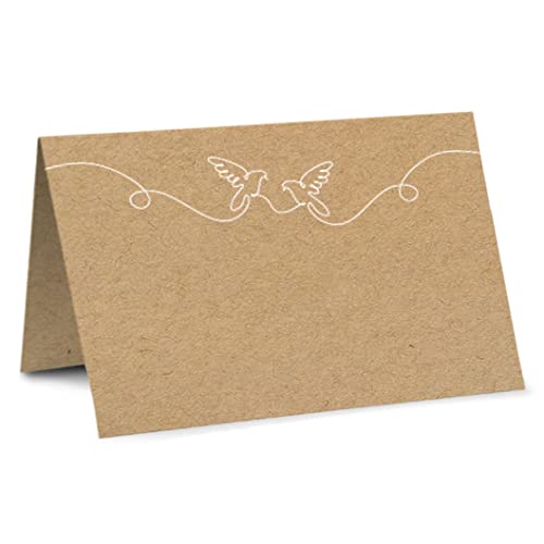 Partycards 50 Stück Hochzeit Tischkarten mit weißen Tauben Design Namenskarten zum Beschriften Tischdekoration Platzkarten für Hochzeit Geburtstag Kommunion Konfirmation Namensschild Hochzeit von Partycards