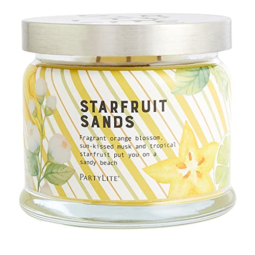 Duftkerze mit 3 Dochten, Orangenblüte und Karambole, tropisch, Partylite – Starfruit Sands von PartyLite