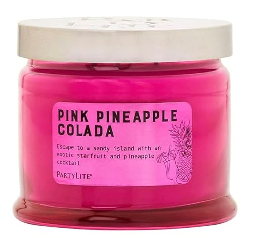 Kerze mit 3 Dochten, Cocktail Exotique von Carambole und Ananas – Partylite – Pink Pineapple Colada von PartyLite