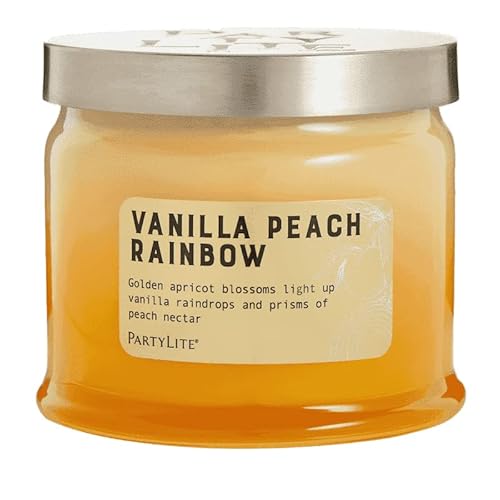 Kerze mit 3 Dochten, Regenbogen, Pfirsich Vanille – Partylite – Vanilla Peach Rainbow von PartyLite