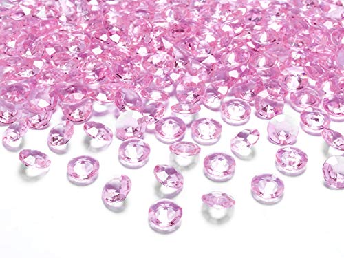Partyloon - 1000 rosa Acryl Diamanten- leuchtende Deko-Steine ca. 12 mm - Tischdekoration, Hochzeit, Verlobung, Geburtstag, Valentinstag - Tisch-Deco von Partyloon