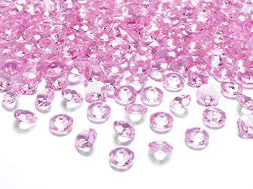 Partyloon - 500 - Rosa - Acryl Diamanten- leuchtende Deko-Steine ca. 12 mm - Tischdekoration, Hochzeit, Verlobung, Geburtstag, Valentinstag - Tisch-Deco von Partyloon von Partyloon