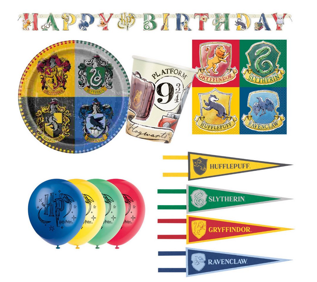 Unique Industries Inc. Kindergeschirr-Set XXL Partyset Harry Potter, 45 tlg. Kindergeburtstag Zauberer, 8 Personen von Unique Industries Inc.
