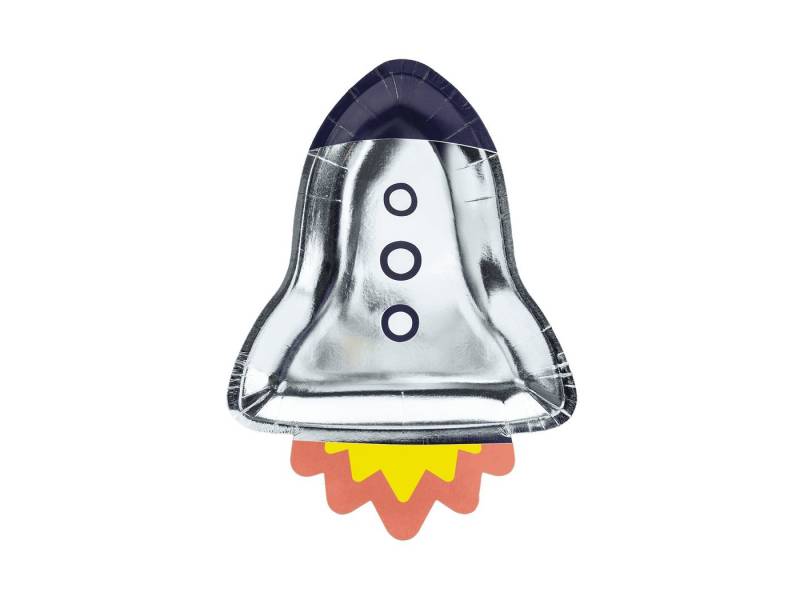 Partystrolche Pappteller Teller Form Rakete von Partystrolche