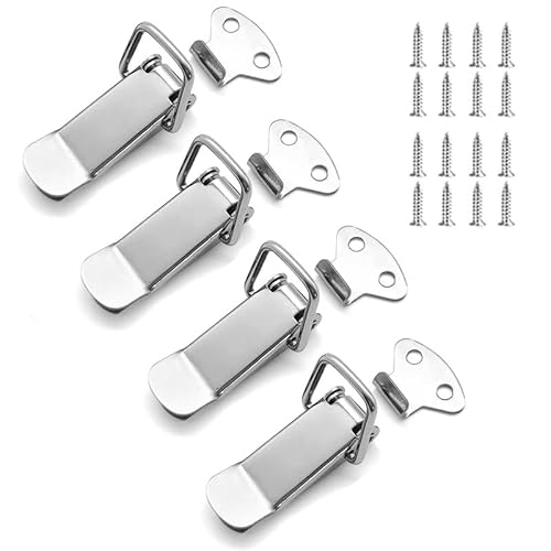 Spannverschluss Edelstahl, mit Schrauben, Kistenverschluss, Schnappverschluss, Verschluss, Geeignet für Türen, Fenster, Schubladen, Schränke und Kastendeckel, Schnappverschluss (Silber, 4 Stück-74mm) von Partyzeit