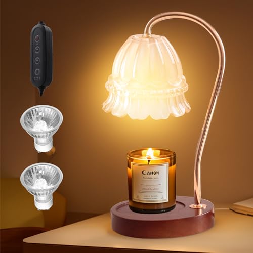 Candle Warmer Lamp with Dimmer - Electric Candle Lamp with Timer for Jar Candles Scented Candles with 2 Bulb von Paryou
