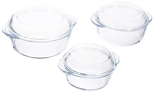 3er Set Glas Auflaufform rund mit Deckel Bräter Schüssel Schale Glasschale 6tlg 3er Set Glas Auflaufform rund mit Deckel Bräter Schüssel Schale Glasschale 6tlg von Pasabahce