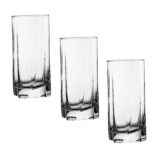 PASABAHCE Gläser Set 3 Teilig Trinkgläser aus hochwertigem Glas geriffelte Gläser für Saft Wasser transparent Luna von Pasabahce