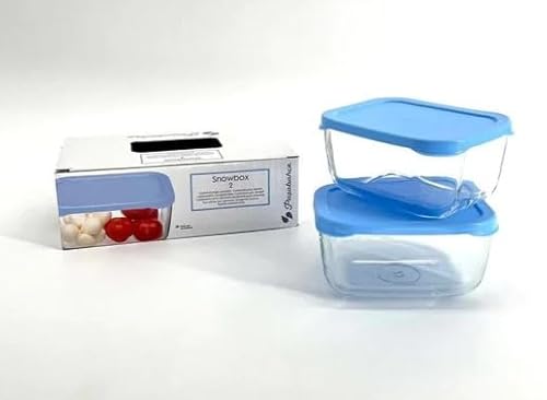 Pasabahce 2er Set Glasbehälter Glasschale Glas mit Deckel Snow Box Aufbewahrungsset Blau Aufbewahrung Vorratsbehälter Schale von Pasabahce