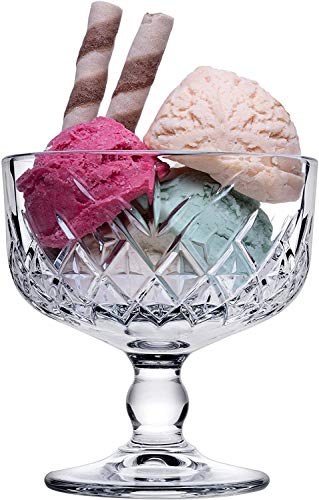 Pasabahce 440211 Eisbecher Dessertschale „Timeless“ im Kristall-Design, Retro-Design ~280 ml, 6er Set aus Glas von Pasabahce