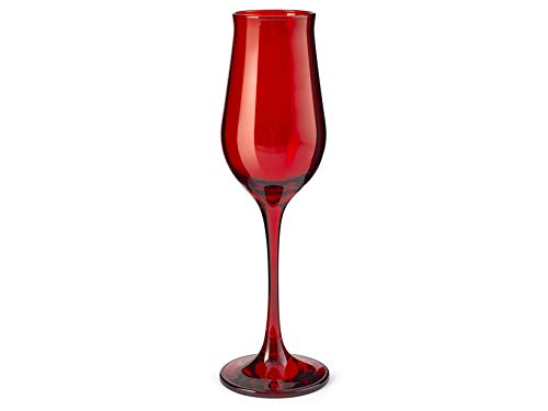 Pasabahce 518766 Wavy Set mit 6 Sektgläsern, Glas, Rot, CL19 von Pasabahce