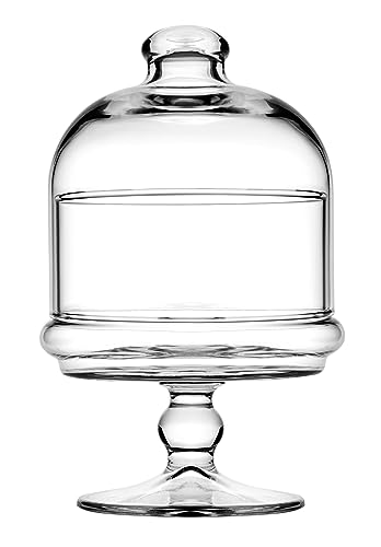 Pasabahce 96878 Mini-Patisserie aus Glas mit Haube, Kleiner Tortenständer rund, Ø 118 mm, H 185 mm, Servierteller auf Fuß, befüllbar, für Pralinen u. Gebäck von Pasabahce
