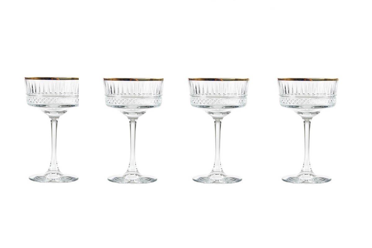 Pasabahce Champagnerglas 4 Stück 440436 Elysia Golden Touch Glas 4 L 260cc Champanger Elysia von Pasabahce