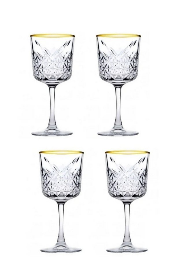 Pasabahce Cocktailglas 4x Pasabahce Rotweinglas Gin Cocktail Glas im Kristall-Design, Gold von Pasabahce