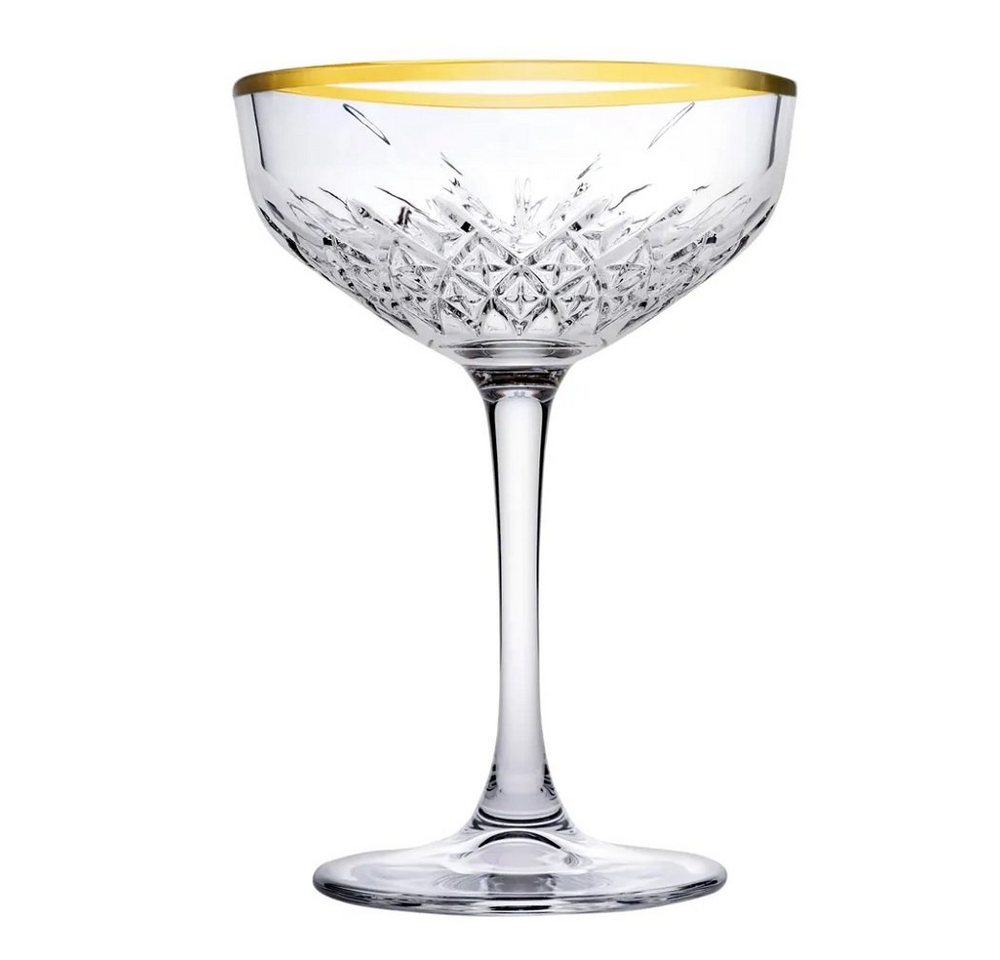 Pasabahce Cocktailglas Pasabahce Timeless Golden Touch Sekt/Cocktailschale 4er Set, Glas von Pasabahce