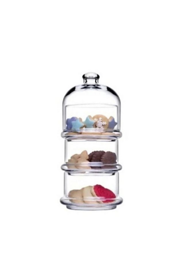 Pasabahce Etagere Patisserie Basic Set 3 stapelbare Behälter mit Kuppel, Glas von Pasabahce