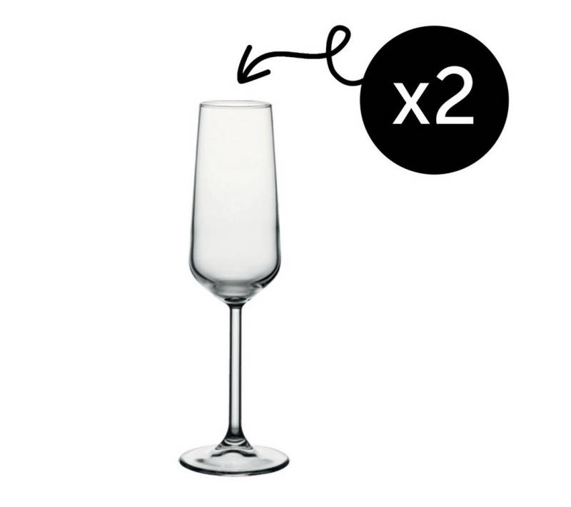 Pasabahce Gläser-Set Allegra Champagnerflöte, Glas, 195ml, 2er Set, ideal für Sekt, Prosecco & Cava von Pasabahce