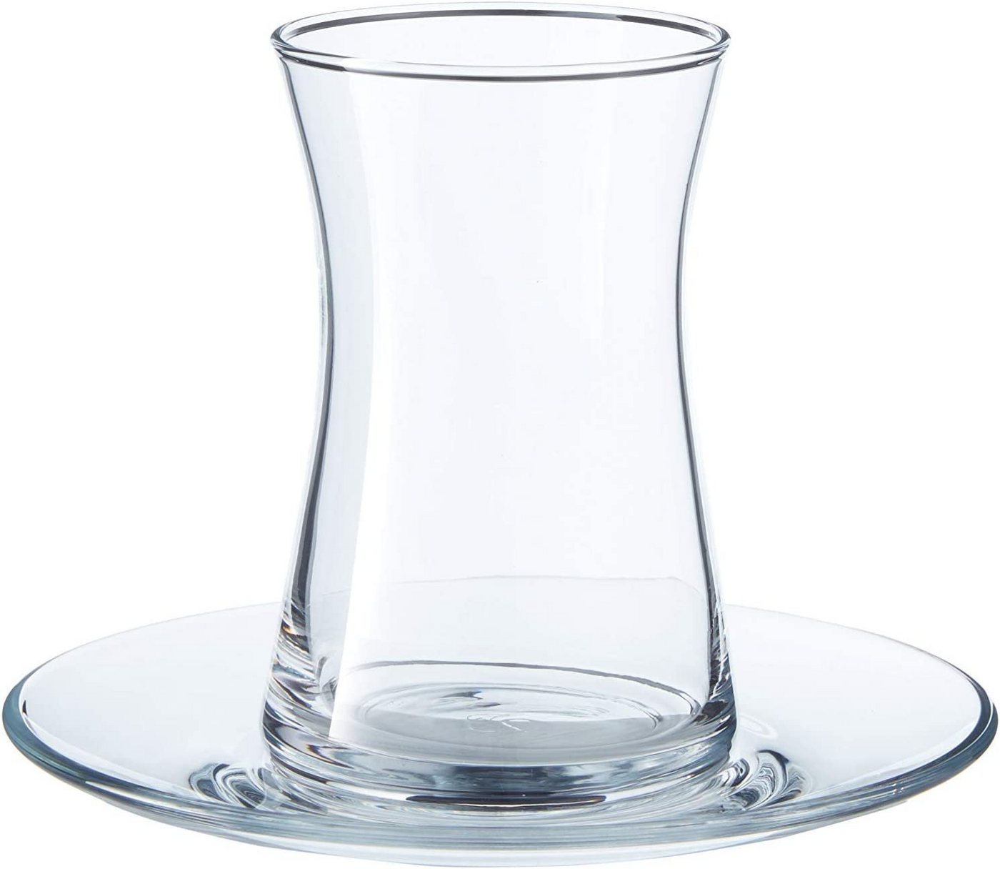 Pasabahce Gläser-Set Heybeli 95483, Glas, Teeglas Set 12 Teilig mit Untertassen, Spülmaschinengeeignet von Pasabahce