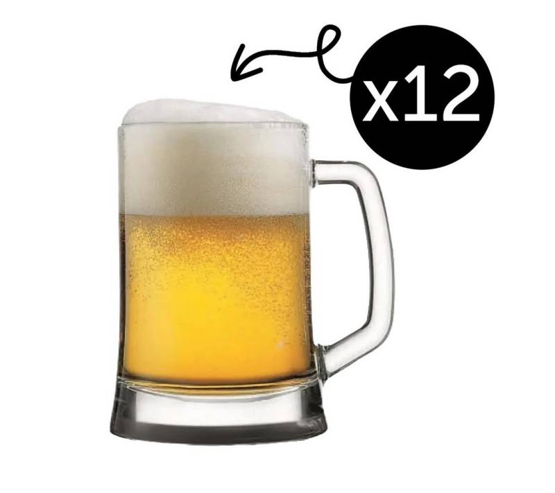 Pasabahce Gläser-Set Pub Bierkrug, Glas, 12er Set, 660ml, ideal für Bier, Radler, Softdrinks & Mixgetränke von Pasabahce