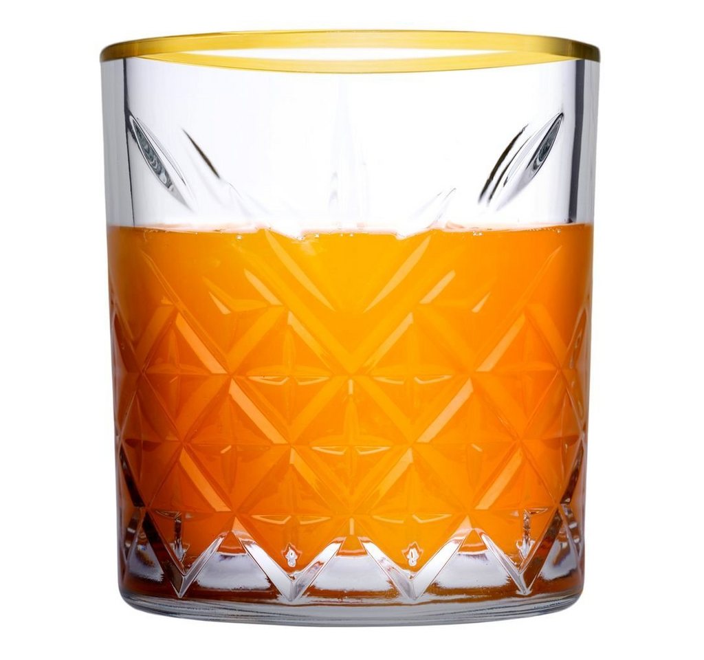 Pasabahce Gläser-Set Timeless, Glas, Kristallglas 4er Set mit Goldrand, Whiskey Glas von Pasabahce