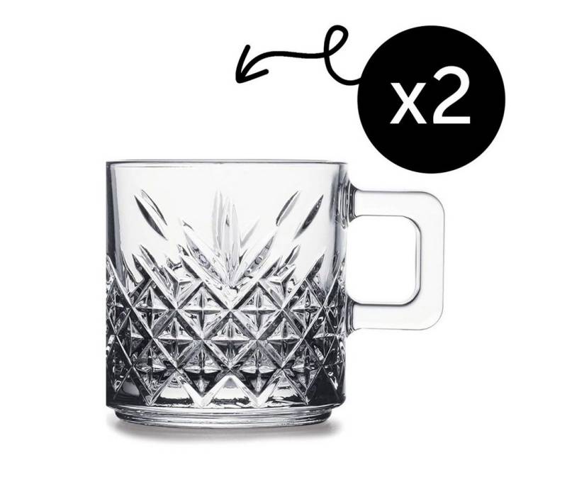 Pasabahce Gläser-Set Timeless Glasbecher mit Henkel, Glas, 2er set, 195ml, stapelbar & temperiert, ideal für Kaffee, Tee von Pasabahce