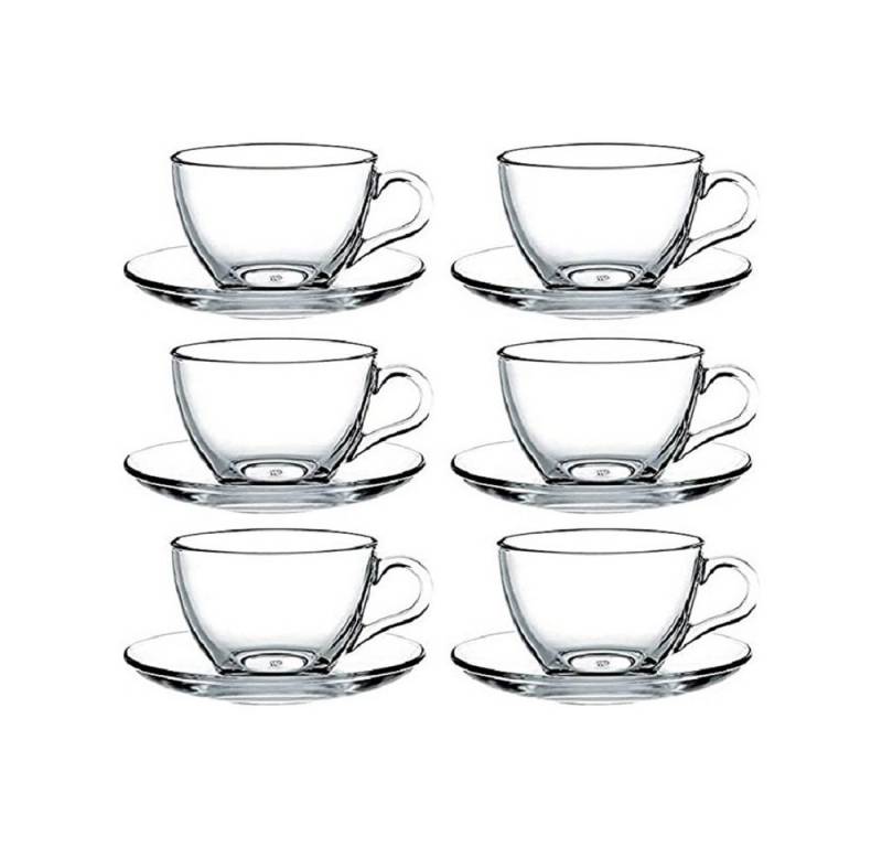 Pasabahce Kaffeeservice 6er Set Basic Espresso Tassen Set 90ml Kaffeeset transparent (12-tlg) von Pasabahce