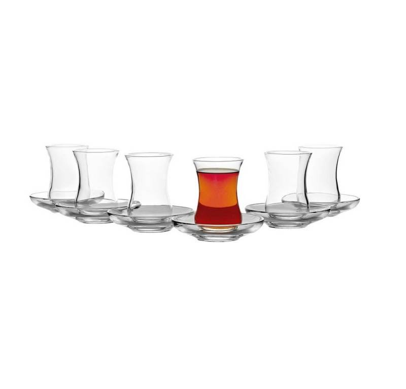 Pasabahce Schüssel Pasabahce Uskudar Teeset Tasse und Untertasse 12tlg., Glas, (Set) von Pasabahce