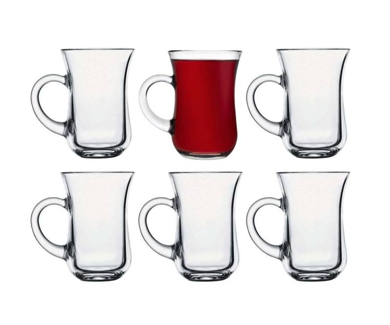 Pasabahce Teeglas Keyif Teegläser mit Henkel 6er 140cc, Glas von Pasabahce