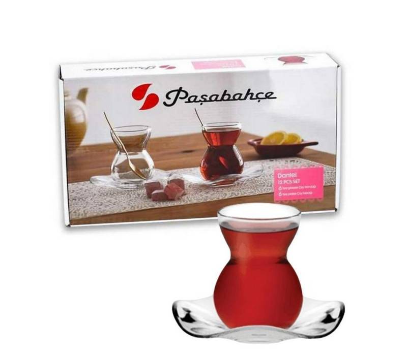 Pasabahce Teeglas Pasabahce 96574 Teegläser Set Cay Bardagi 6x Teeglas + 6x Untertasse von Pasabahce