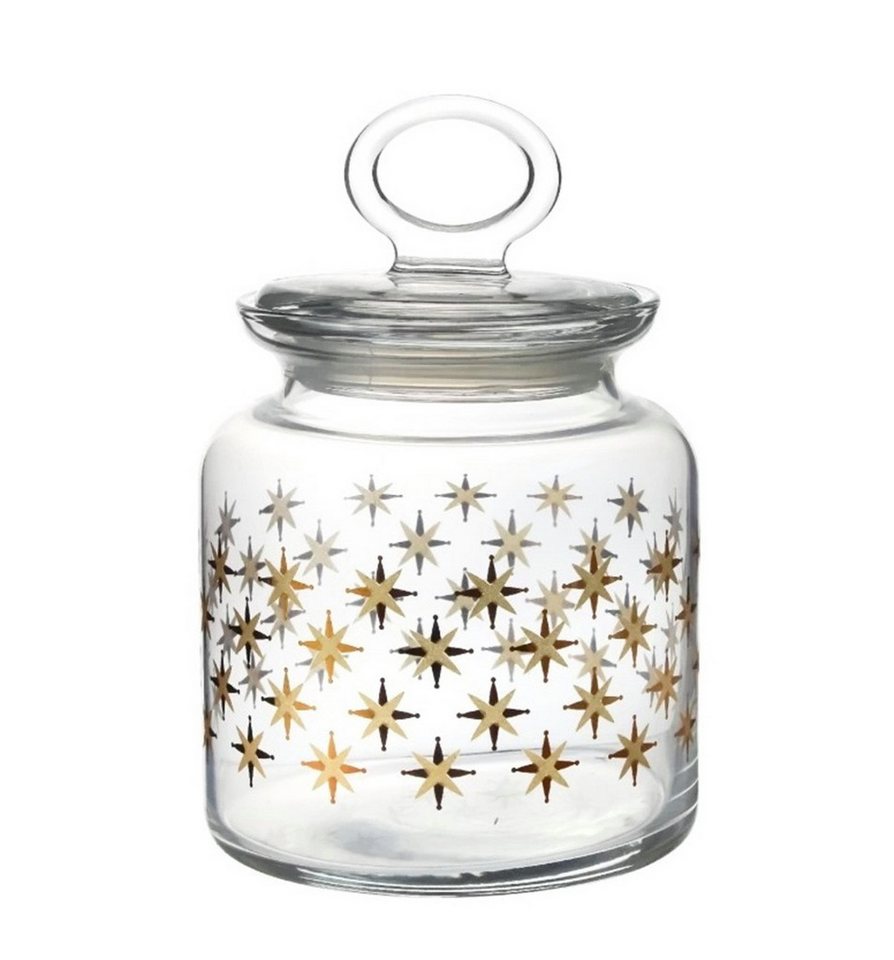 Pasabahce Vorratsglas Stardust mit Deckel & Sternmotiv - 1,085 L, Glas, (1-tlg., 1x Vorratsglas), 1,085, mit Deckel von Pasabahce