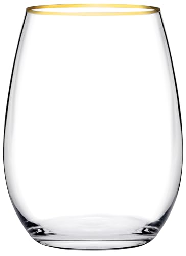 Pasabahce Bernsteingläser, Glas, transparent, mit Goldrand, 35 cl, 6 Stück, 489424, Durchsichtig von Pasabahce