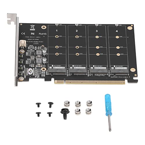 Pasamer PCIE X16 Erweiterungskarte, Stabiler Betrieb von M.2 NVME SSD zu PCIE X16 Adapter 4x32Gbps DC Power Chip Robuste Konstruktion für Computer von Pasamer