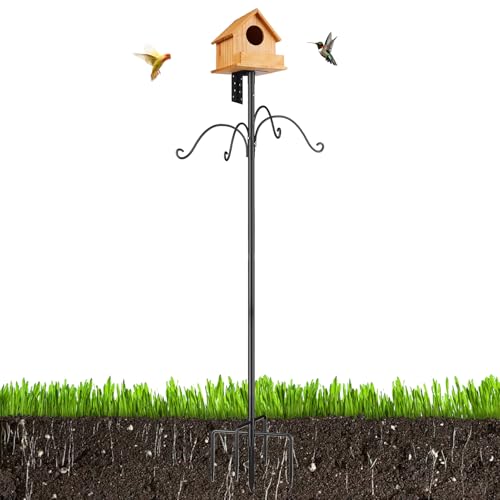 Vogelfuttersäulen Stange | Höhenverstellbarer Metall Vogelhaus Ständer 193 cm - Halterung Für Kolibri Fütterung Und Eichhörnchen Nistplatz Für Pflanzen Rasen Blumen Garten Terrasse von Pasbuteiy