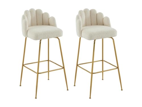 PASCAL MORABITO - Barhocker 2er-Set - Bouclé-Stoff & goldfarbenes Metall - Cremefarben - ALTINAM PASCAL MORABITO - Barhocker 2er-Set - Bouclé-Stoff & goldfarbenes Metall - Cremefarben - ALTINAM von Pascal Morabito