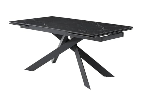 PASCAL MORABITO Esstisch für 6 bis 10 Personen ausziehbar - Keramik - Sicherheitsglas & Metall - Marmor-Optik schwarz - COREMA von Pascal Morabito