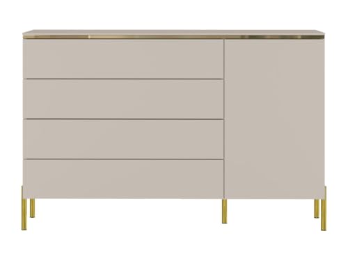 PASCAL MORABITO - Kommode mit 4 Schubladen und 1 Schrank – Beige und Gold – VUKIA von Vente-unique