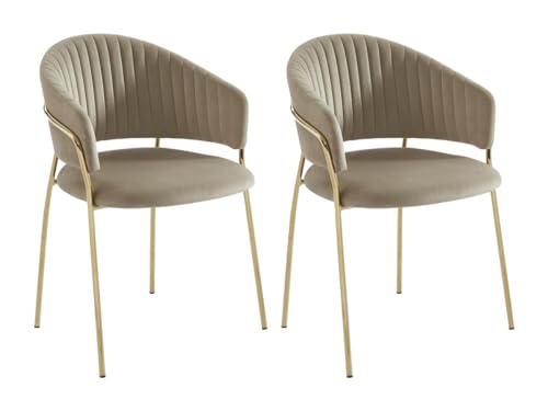 PASCAL MORABITO Stuhl 2er-Set - Samt & goldfarbenes Metall - Beige - MADOLIA PASCAL MORABITO Stuhl 2er-Set - Samt & goldfarbenes Metall - Beige - MADOLIA von Pascal Morabito