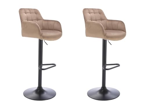 Pascal Morabito - Barhocker 2er-Set - Samt & schwarzes Metall - Höhenverstellbar - Beige - PEGA von Pascal Morabito