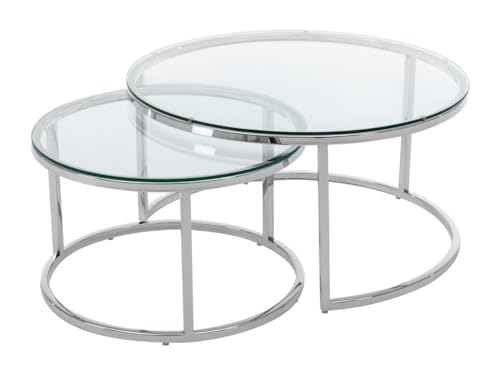 Pascal Morabito - Couchtisch 2er-Set aus gehärtetem Glas & Edelstahl - Silberfarben - MAEVANE II Pascal Morabito - Couchtisch 2er-Set aus gehärtetem Glas & Edelstahl - Silberfarben - MAEVANE II von Pascal Morabito