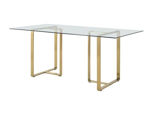 Pascal Morabito - Esstisch für 6 Personen - Sicherheitsglas & Edelstahl - Transparent & Goldfarben - NILESA II von Pascal Morabito