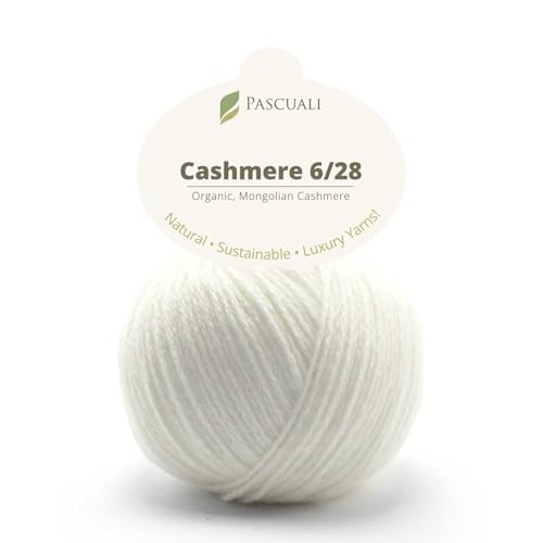 25 g Pascuali Cashmere 6/28 | 100% Kaschmirwolle Bio Kaschmir zum Stricken und Häkeln, Farbe:Weiß 08 von Pascuali