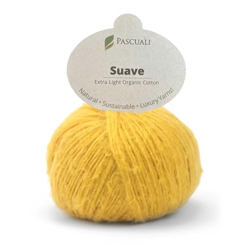 Pascuali Suave | Strickwolle aus 100% Bio Baumwolle, zum Stricken und Häkeln, Farbe:Currry 80 von Pascuali