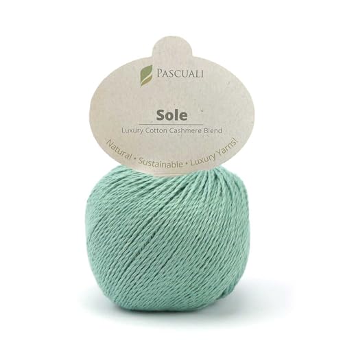 Pascuali Sole | Strickwolle aus 90% Baumwolle (Pima), 10% Kaschmirwolle, zum Stricken und Häkeln, Farbe:Agave 49 von Pascuali