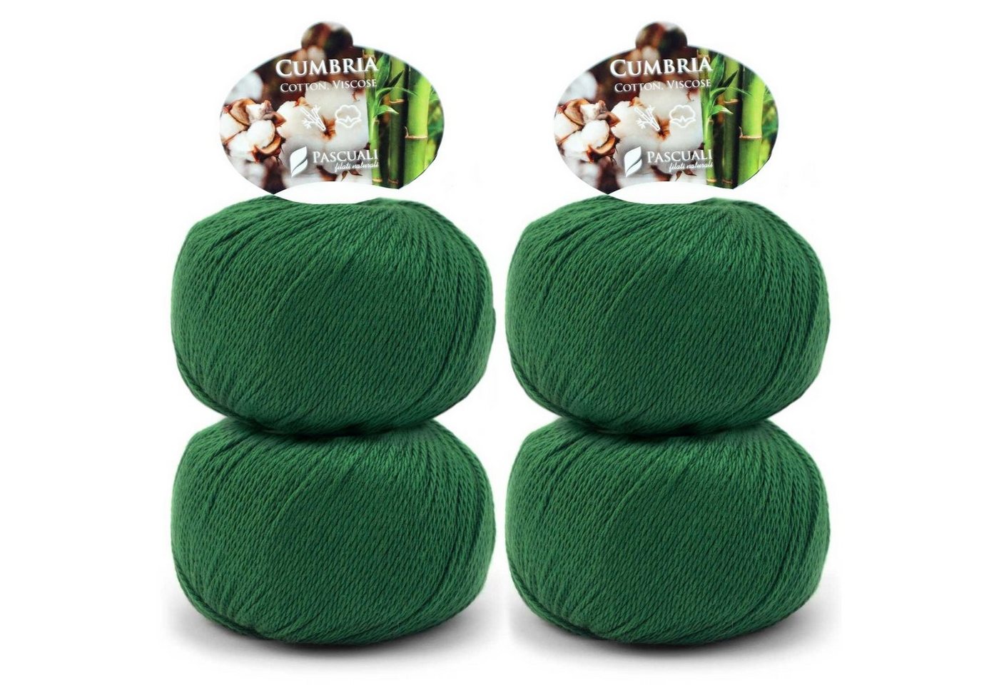 Pascuali 4 x 50g Pascuali Cumbria. Vegan Strickwolle aus Baumwolle und Bambus Viskose Wolle zum Stricken und Häkeln Häkelwolle von Pascuali