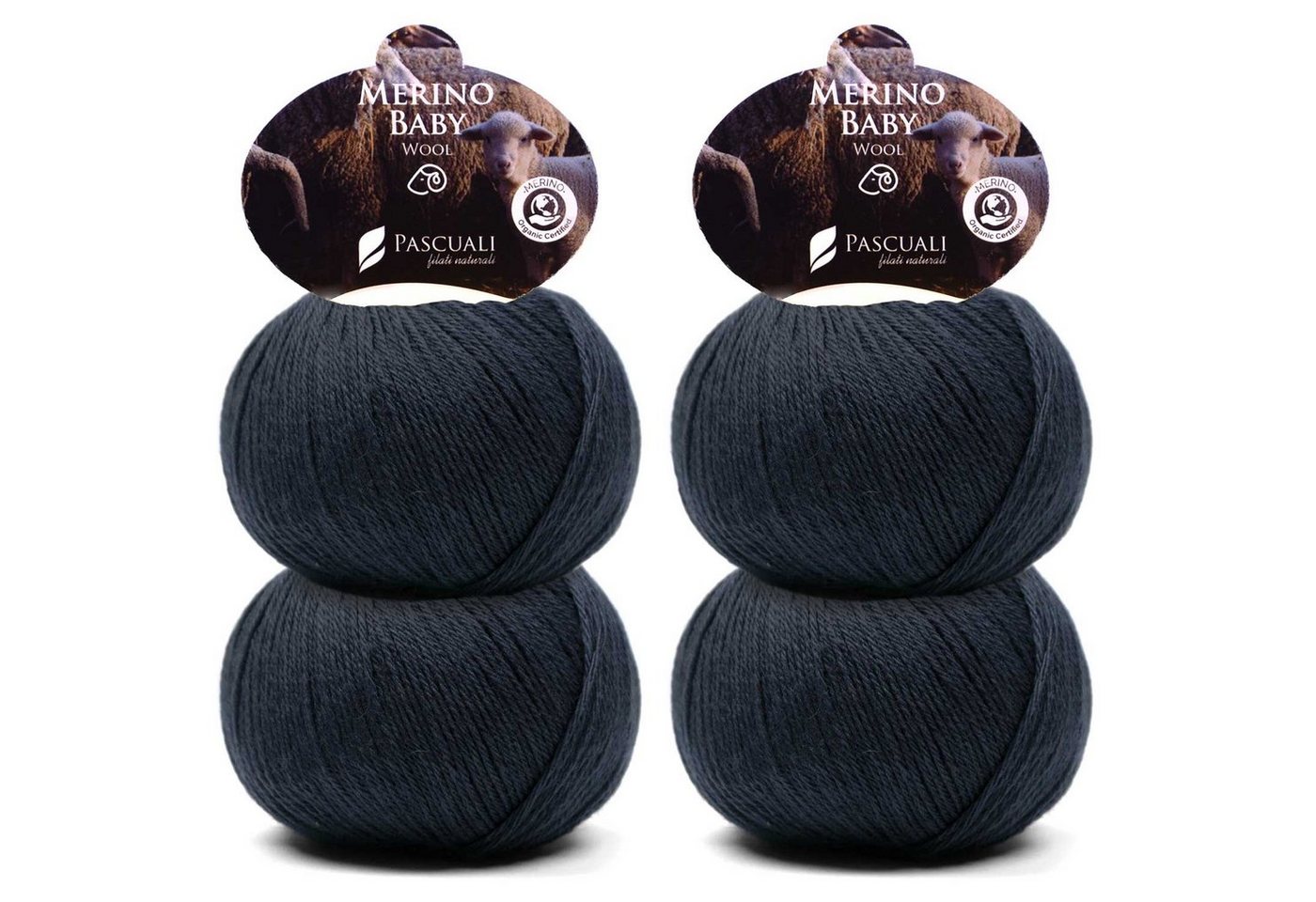 Pascuali 4 x 50g Pascuali Merino Baby. 100% Schurwolle (Bio Merinowolle Superfine) Wolle zum Stricken und Häkeln Häkelwolle von Pascuali