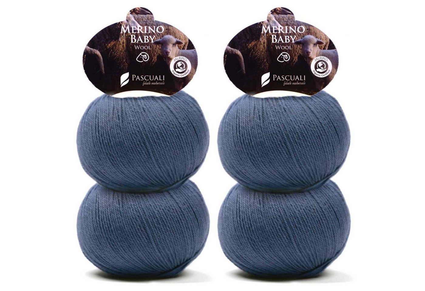 Pascuali 4 x 50g Pascuali Merino Baby. 100% Schurwolle (Bio Merinowolle Superfine) Wolle zum Stricken und Häkeln Häkelwolle von Pascuali