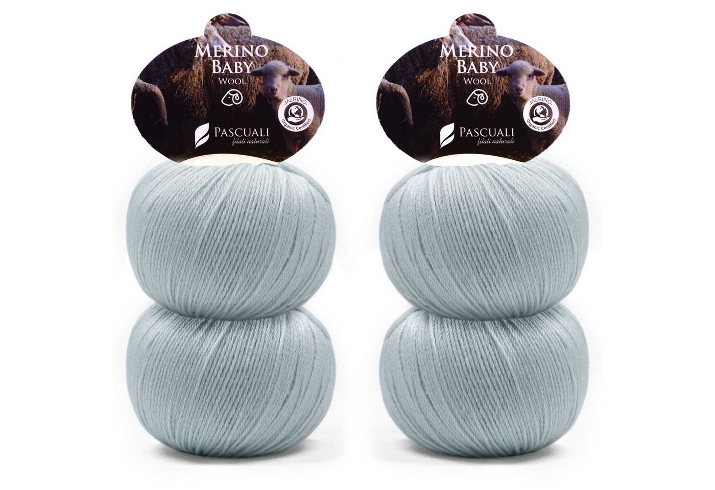 Pascuali 4 x 50g Pascuali Merino Baby. 100% Schurwolle (Bio Merinowolle Superfine) Wolle zum Stricken und Häkeln Häkelwolle von Pascuali