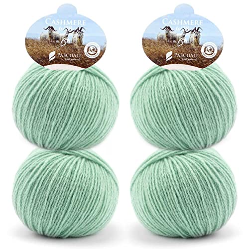 Pascuali Bio Cashmere 6/28. Strickwolle aus 100% Kaschmirwolle Wolle zum Stricken und Häkeln, 4 Knäuel - 100 g - Farbe:Karibik 48 von Pascuali